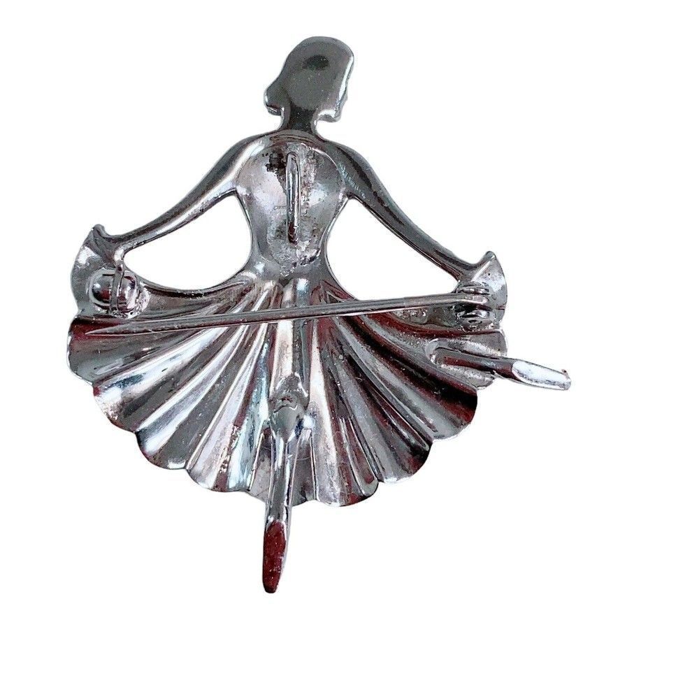 Vintage Dancing TipToe Ballerina Marcasite Brooch Pin Sterling Silver Dancer - Picture 4 of 5